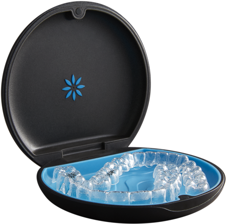Invisalign aligners in their storage case