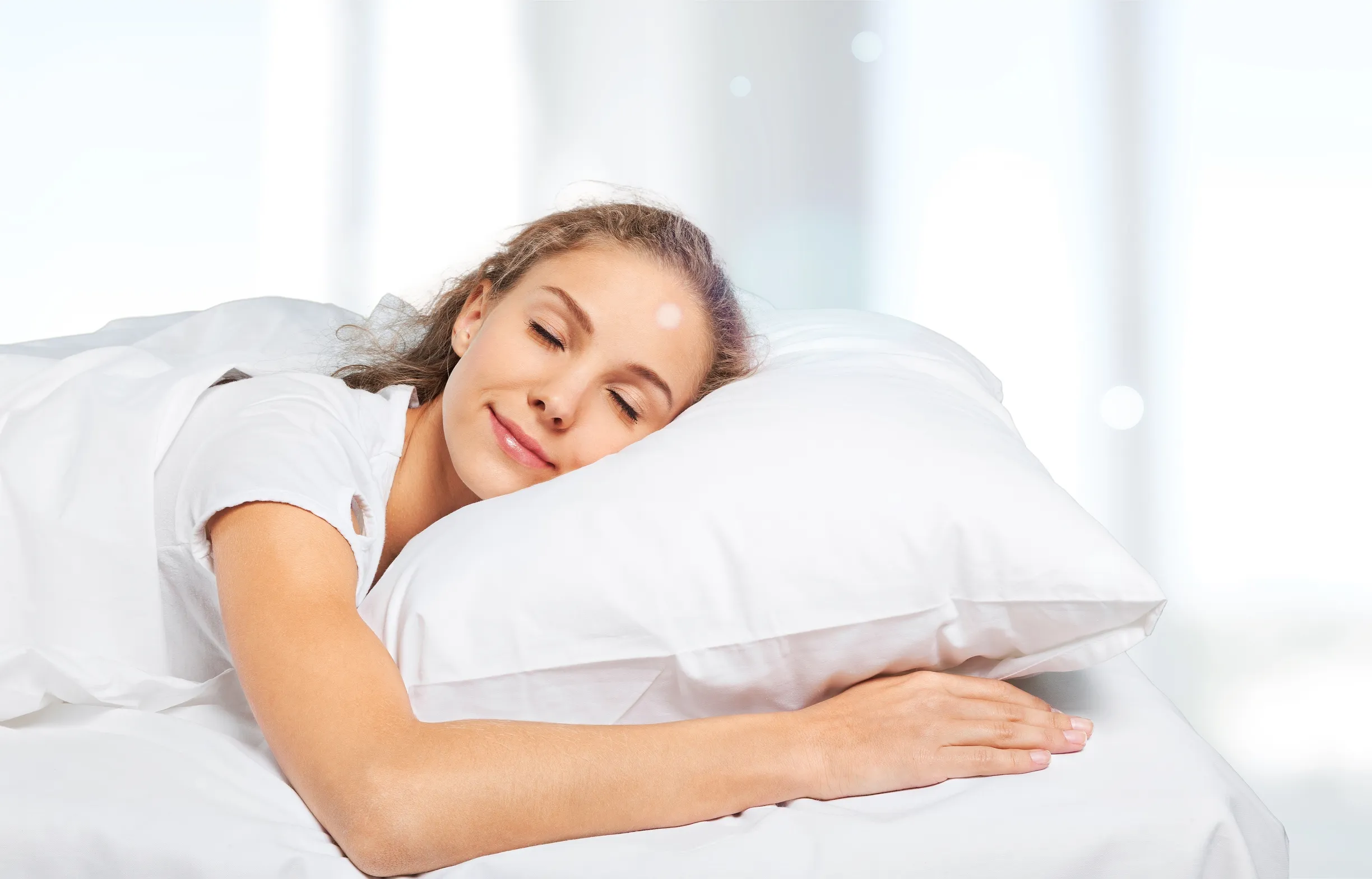A woman sleeping comfortably without a mask